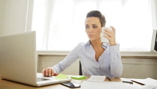 Woman working on a computer